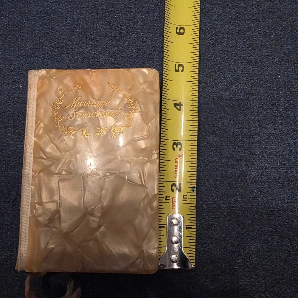Vintage Marriage Sacrament Prayer Book Pearlescent Celluloid Gold Gilt Catholic